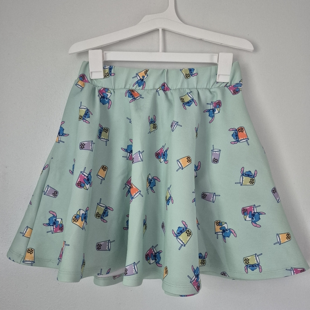 Disney Hot Topic Lilo & Stitch Boba Mint Skater Skirt